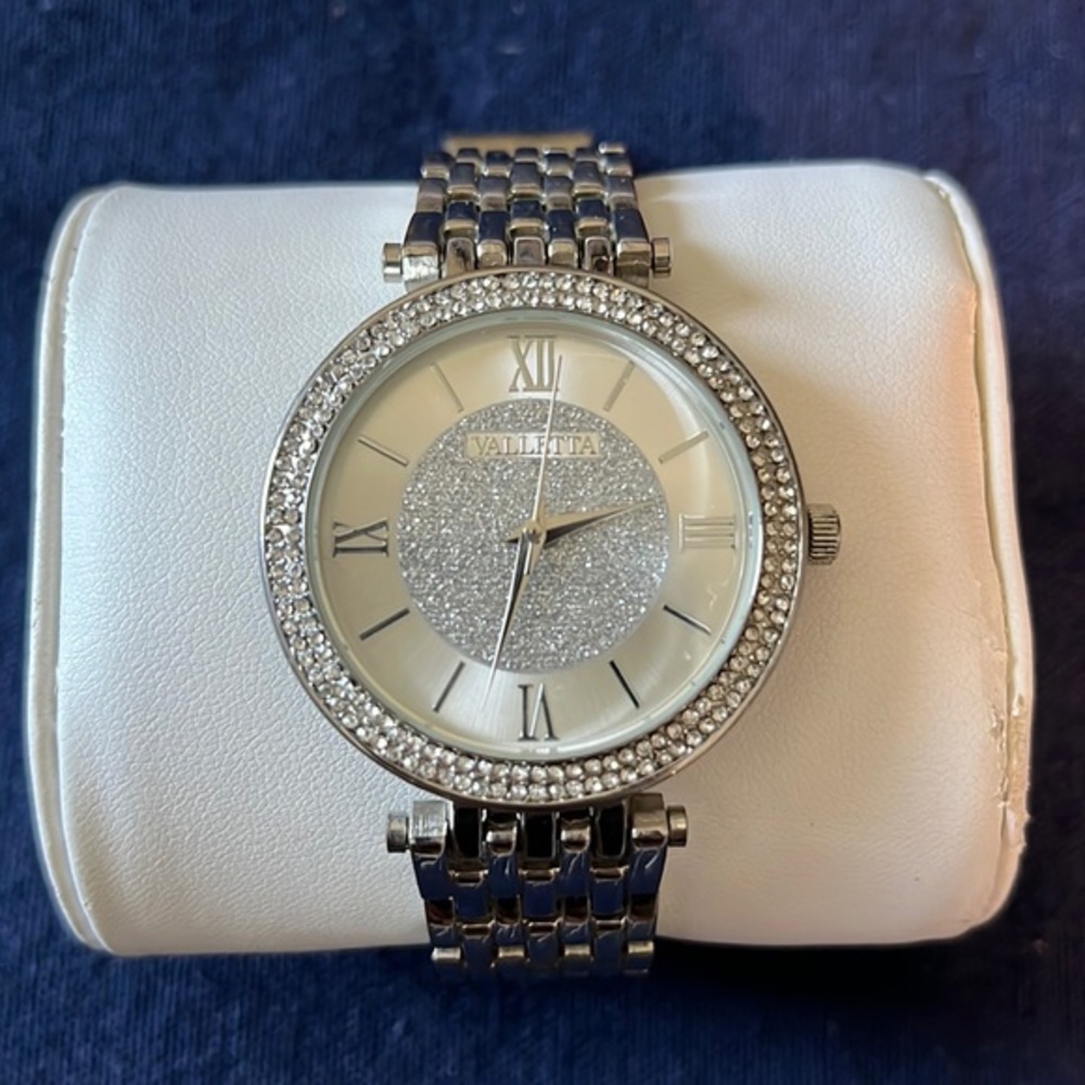 Valletta Silvertone Watch with Faux‎ Diamonds